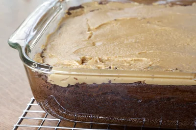 Chocolate Sheet Cake with Caramel Icing