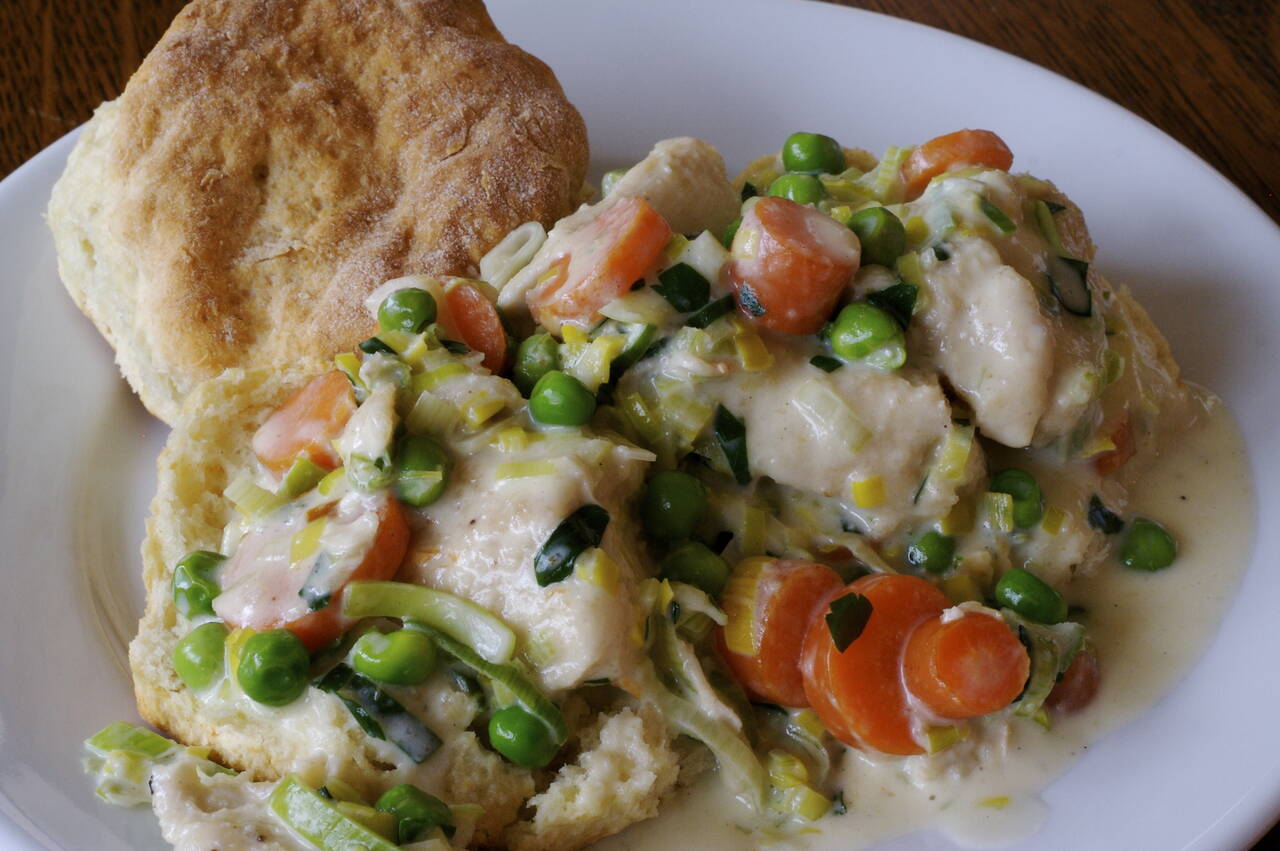 Creamy Chicken with Biscuits Recipe - MakeBetterFood.com