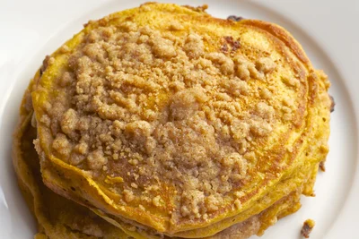 Pumpkin Pancakes with Cinnamon Streusel